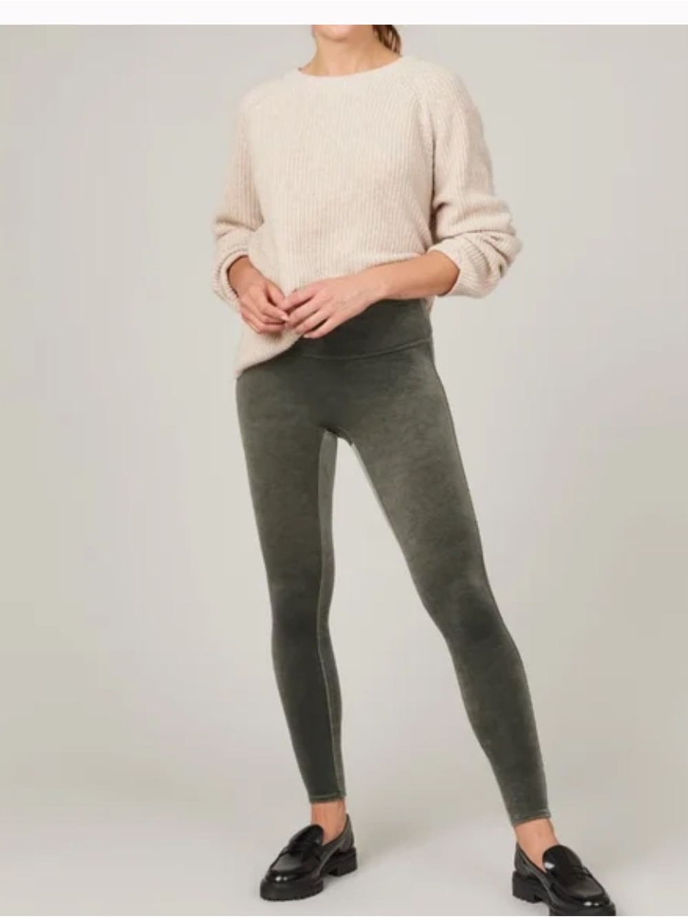 Spanx Velvet‎ Leggings in Dark Palm